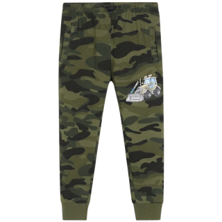 Chlapecké maskáčové tepláky KUGO - khaki barva (žlutý traktor)