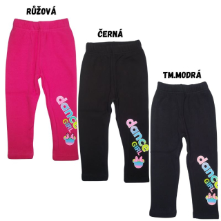 SEZON M2099 Dívčí zateplené legíny černé,růžové