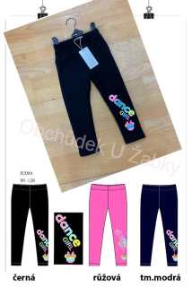 SEZON M2099 Dívčí zateplené legíny černé,růžové