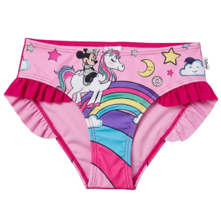 116-Dívčí plavky - spodní díl - Minnie - růžová barva s tm.růžovými volánky