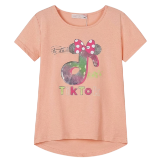 Dívčí tričko KUGO - krátký rukáv - barva lososová