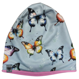 Dívčí podzimní/jarní čepice šedá motýlci KEV 2024-130