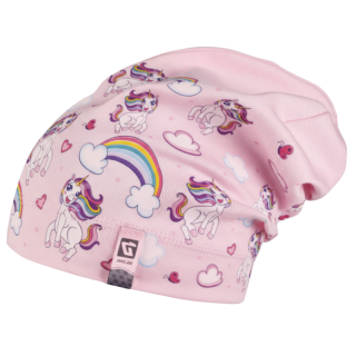 Dívčí bavlněná ČEPICE růžová Pepe Dráče jednorožci