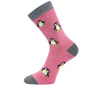 Dětské vlněné merino ponožky růžová Penguinik Fuski Boma Voxx
