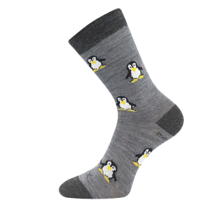 Dětské vlněné merino ponožky šedá Penguinik Fuski Boma Voxx