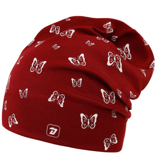 Dívčí bavlněná čepice motýlci vínová Pepe Dráče