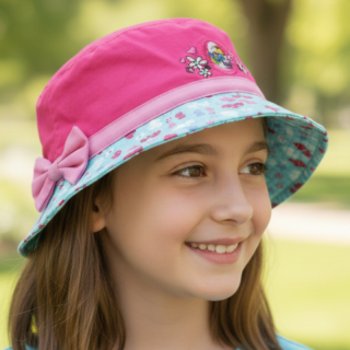 Dívčí klobouk Šmoulinka - tm.růžová barva