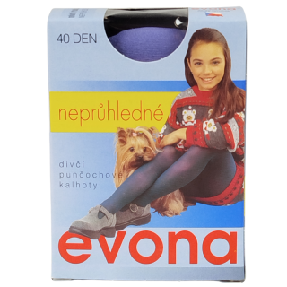 116-140-Dívčí neprůhledné jednobarevné punčochové kalhoty Terka - EVONA